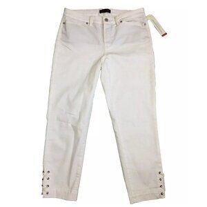 NWT TALBOTS White Flawless Five Pockets Slimming Lace Up Hem Crop Jeans